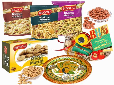 Bikano Favourites and Dryfruits Rakhi Puja Thali Gift Supply