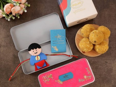 Superman Kids Rakhi & Besan Laddoos Supply