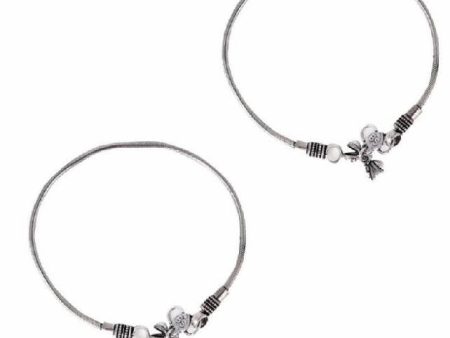 Mominos Fashion Oxidised Silver-Plated Anklets Online