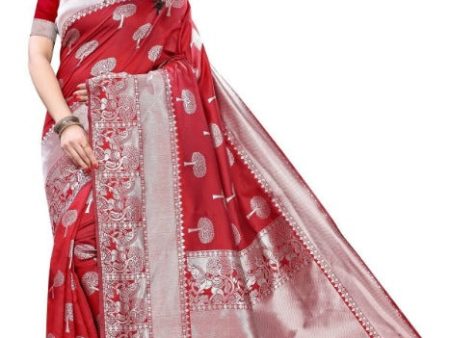 Vamika Banarasi Jacquard Weaving Red Saree (AMEE RED) Online now