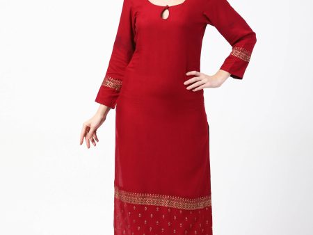 Cheera Gold Printed Maroon Kurta & Palazzo (CH-86KP) Sale