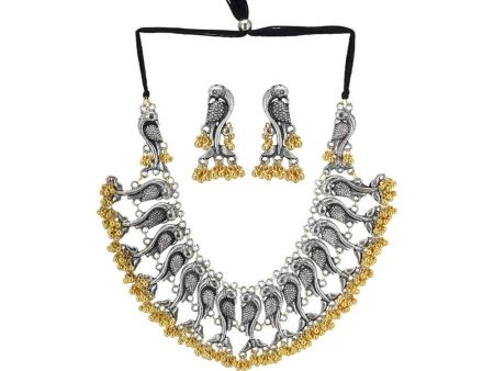 Mominos Fashion Parrot Design Choker Necklace Set With Golden Ghungoo For Discount