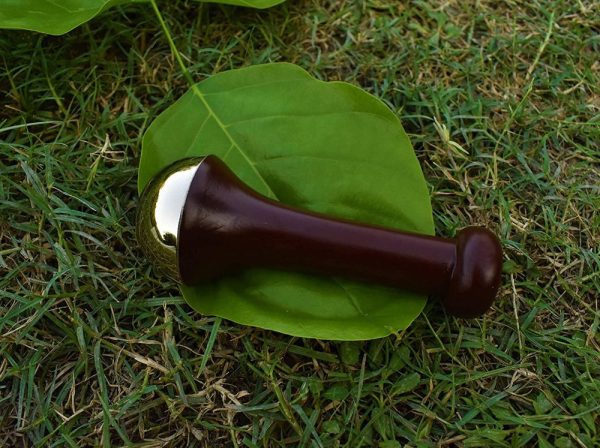 Goods Health Shop Kansa Wand Face Bronze Foot Massager With Wooden Handle For Detoxification And Deep Relaxation For Sale