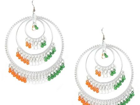 Mominos Fashion Traditional Silver-Plated Indian Tricolor Earrings Online now