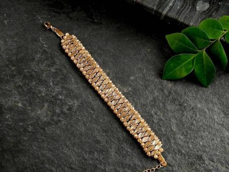 Bling Accessories Fine Brass Metal Chain Bracelet with Hand Weaved Glass Crystal For Sale