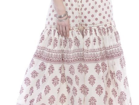 Mominos Fashion Cotton Block Print With Lace Work Off White Magenta Color Prints Palazzo Discount