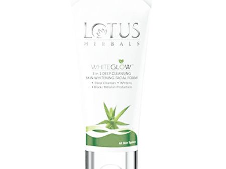 Lotus Herbals White Glow 3 in 1 Deep Cleansing Skin Whitening Facial Foam For Sale