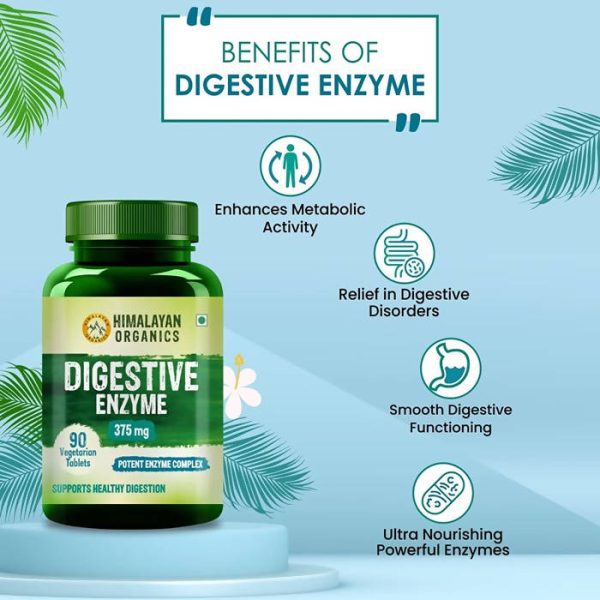 Himalayan Organics Digestive Enzyme 375 mg Vegetarian Capsules Online Hot Sale