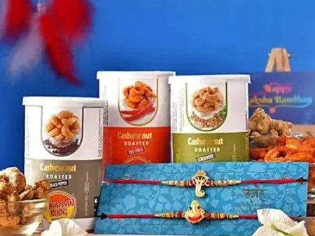 2 Ganesha Gajmukh Rakhi & Assorted Cashew Online Sale