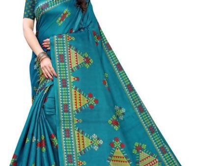 Vamika Blue Kalamkari Print With Jhalar Khadi Silk Saree (KITE BLUE) For Discount