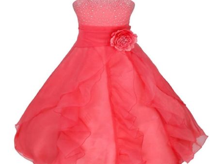 Asmaani Baby Girl s Peach Colour Satin A-Line Maxi Full Length Dress (AS-DRESS-22086) Fashion