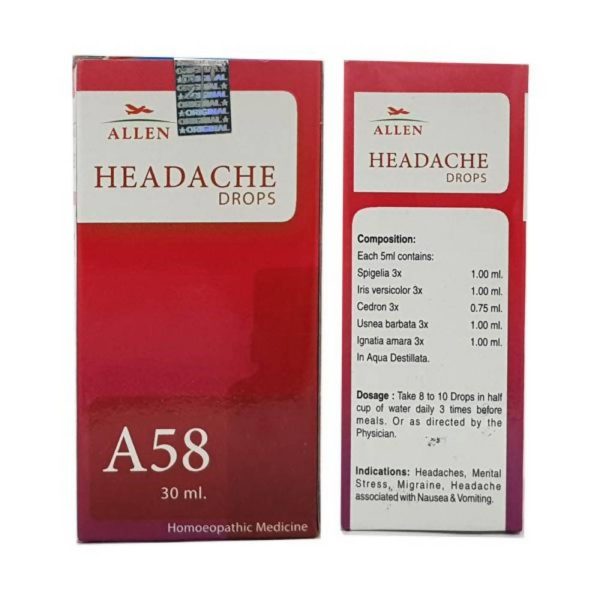 Allen Homeopathy A58 Headache Drops Online Sale