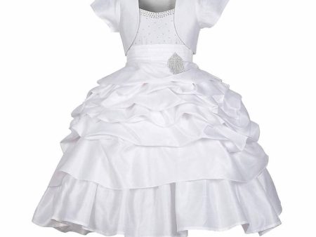 Asmaani Baby Girl s White Colour Satin A-Line Maxi Full Length Dress (AS-DRESS-22120) For Cheap