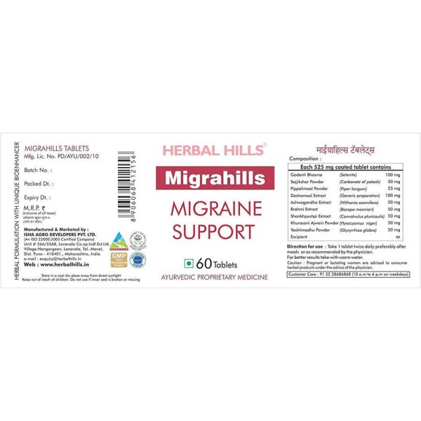 Herbal Hills Migrahills Migraine Support Tablets Online now