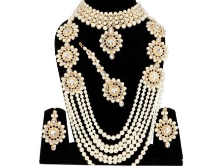 Mominos Fashion Gold-Plated with Stone & Pearls Necklace Combo Set For Cheap