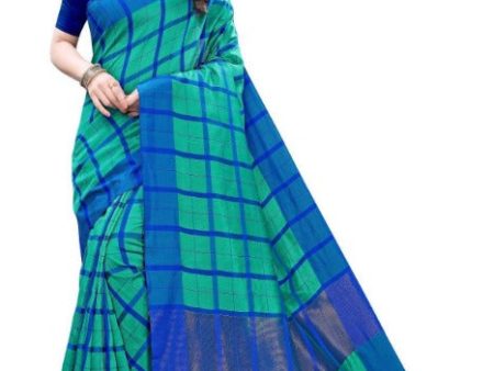 Vamika Blue Cotton Silk Weaving Saree (SATURN BLUE) Cheap