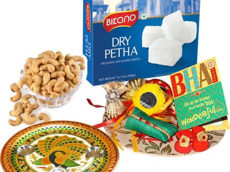 Bikano Dry Petha and Salted Kaju Rakhi Puja Thali Gifts Sale