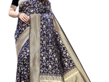 Vamika Banarasi Jacquard Weaving Navy Blue Saree (PARINITI NAVY) Online Hot Sale