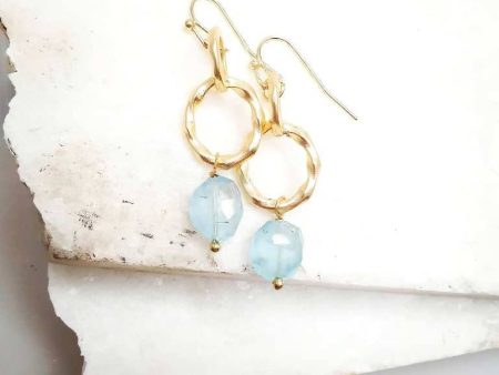 Bling Accessories Aqua Natural Stone Matt Gold Earrings For Cheap