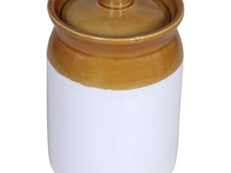 Raj Royal Cream Pottery Hand Painted Ceramic Cornichon Storage Jar for Pickle Hot on Sale