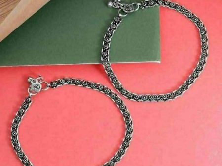 Mominos Fashion Traditional Oxidised Silver Plated Anklets Online Hot Sale