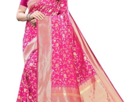 Vamika Banarasi Jacquard Weaving Pink Saree (PARINITI PINK) For Discount