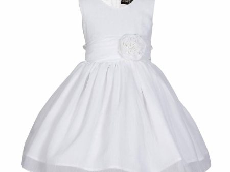 Asmaani Baby Girl s White Colour Satin A-Line Maxi Full Length Dress (AS-DRESS-22170) Fashion