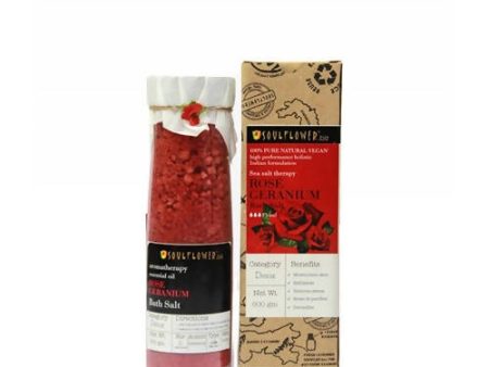 Soulflower Aromatherapy Essential Oil Rose Geranium Bath Salt Online now