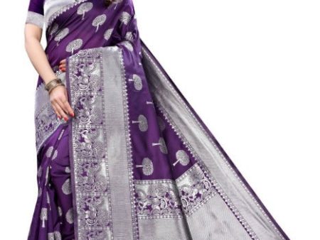 Vamika Banarasi Jacquard Weaving Purple Saree (AMEE PURPLE) Supply