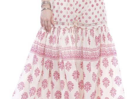 Mominos Fashion Cotton Block Print With Lace Work Off White Maroon Color Prints Palazzo Online now