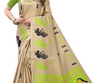 Vamika Brown Kalamkari Print With Jhalar Khadi Silk Saree (SHABRI GREEN) Supply