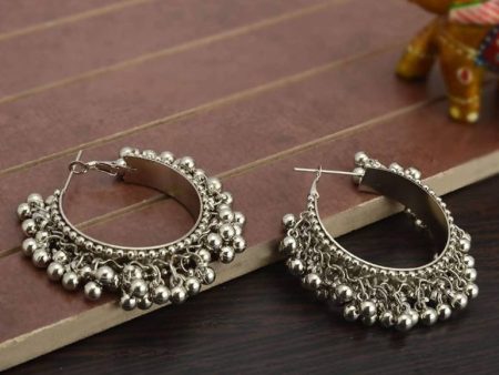 Mominos Fashion Traditional Oxidised Afghani Ghungroo Style Small Hoop Earrings on Sale