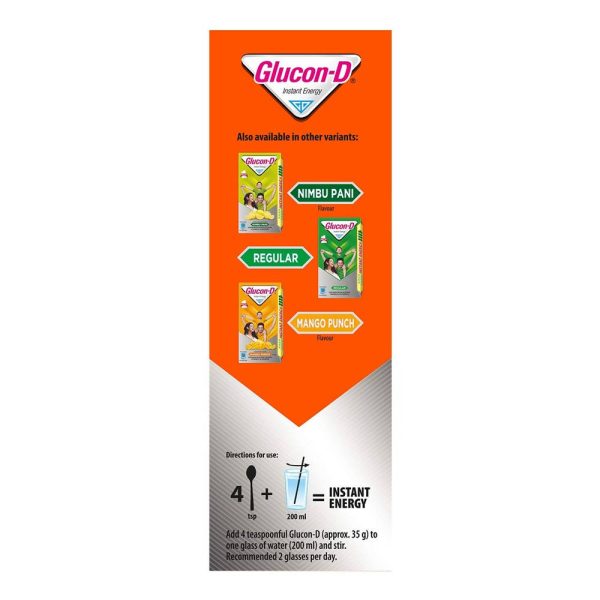 Glucon-D Instant Energy Health Drink - Tangy Orange | Tangy Orange Glucose Powder | Instant Energy & Immunity Recharge | With Vitamin C & Calcium on Sale