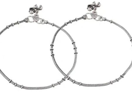 Mominos Fashion Beautiful Trendy Oxidised Silver Plated Anklets For Cheap