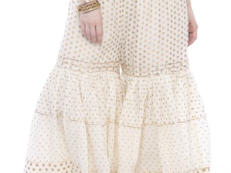 Mominos Fashion Trendy Cotton Off White Gold Print With Gota Sharara Supply