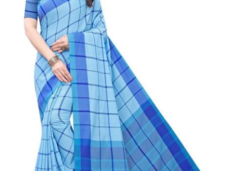 Vamika Blue Cotton Silk Weaving Saree (Goggle Blue) Sale