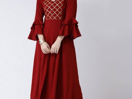 Cheera Maroon A-Line kurta With Palazzo Pant Set (CH129KP) Online Hot Sale