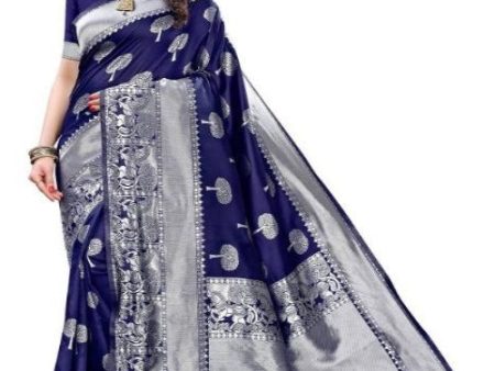 Vamika Banarasi Jacquard Weaving Blue Saree (AMEE BLUE) Supply