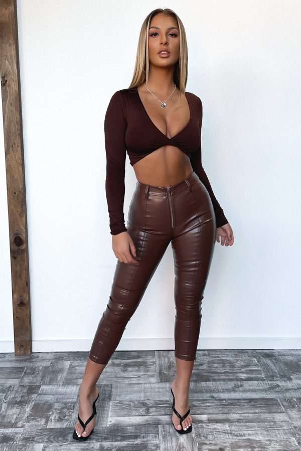 Ark Long sleeve Crop - Dark Brown Supply