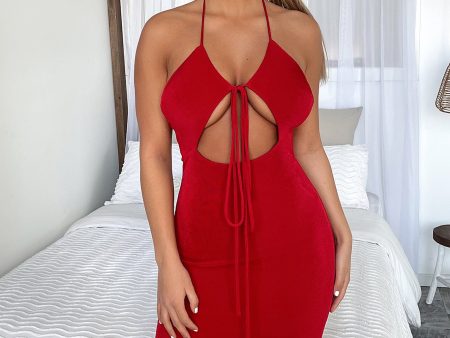 Averta Midi Dress - Red Fashion